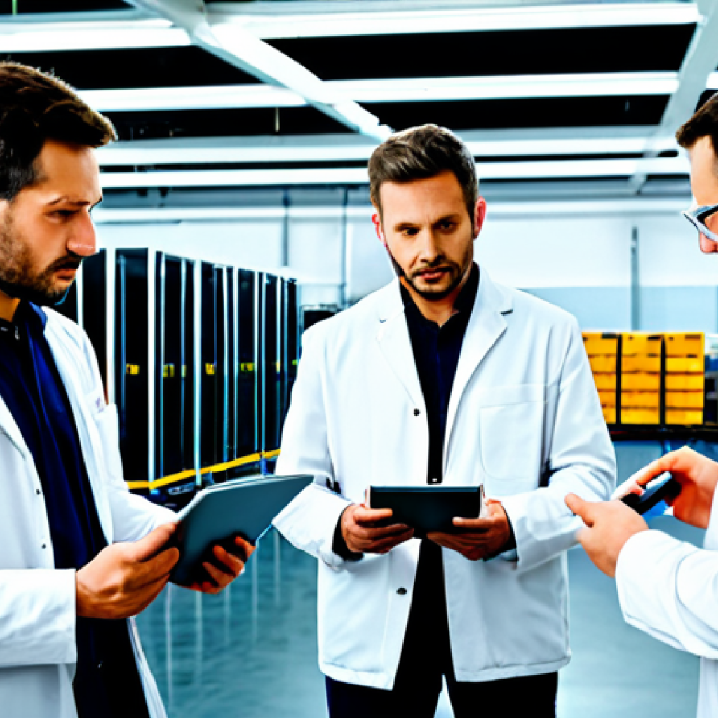 Smart Factory Assessment**
"A team of engineers in a modern French factory, fully clothed in appropriate attire, analyzing production data on tablets, safe for work, professional setting, perfect anatomy, correct proportions, natural pose, well-lit environment, high resolution, professional photography, showing collaboration and assessment, modest clothing, appropriate content."
**