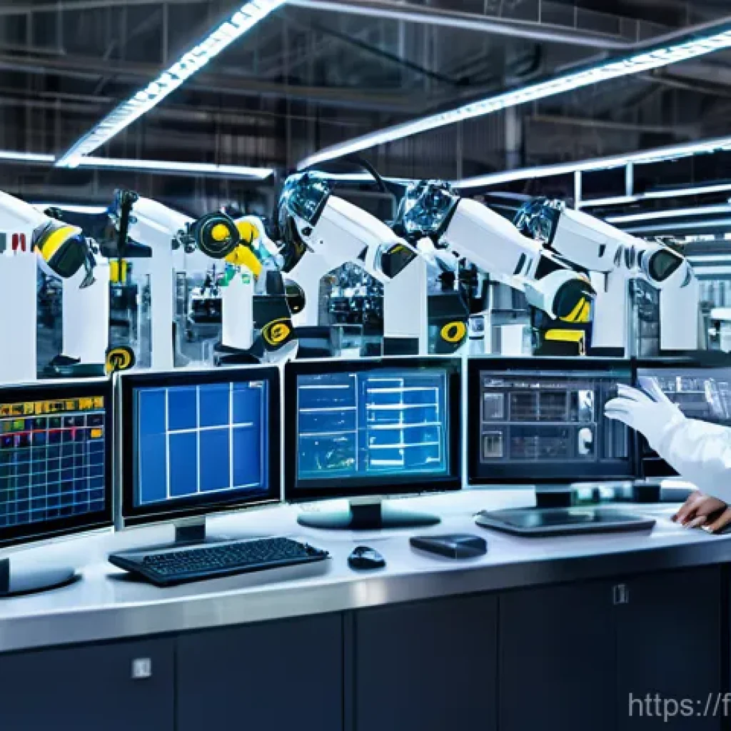 산업용 제어장치의 종류와 기능 - **Prompt 1: Automated Precision on a Smart Factory Floor**
    A brightly lit, ultra-modern factory ...
