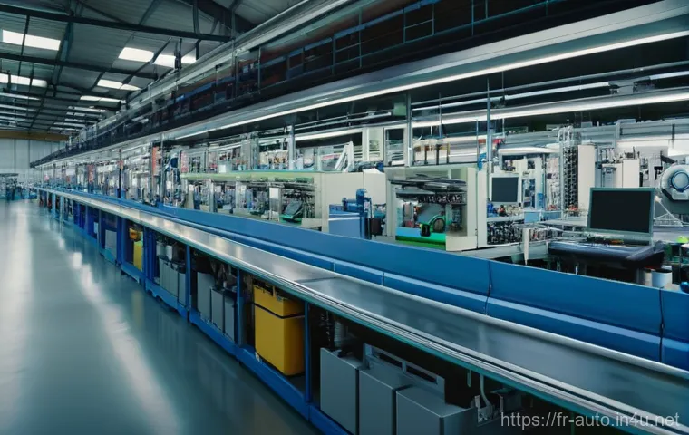 자동화 설비 구매 시 고려사항 - **Prompt:** A high-tech control room within a French smart factory. Two engineers, a woman and a man...