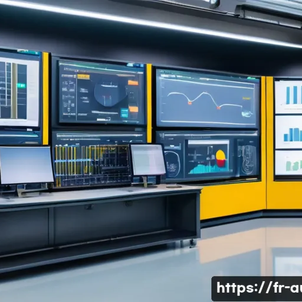 자동화 설비와 데이터 수집 - A modern industrial workshop showcasing advanced automation technology, with smart sensors installed...